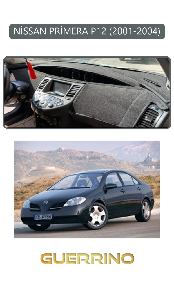Alisevashop Nissan Primera P12 2001-2004Torpido Koruma Halısı Gri Kenar  - Image 1