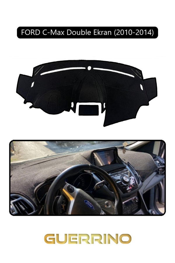 Alisevashop Ford C-Max Double Ekran (2010-2014)Torpido Koruma Halısı Siyah Kenar  - Image 1