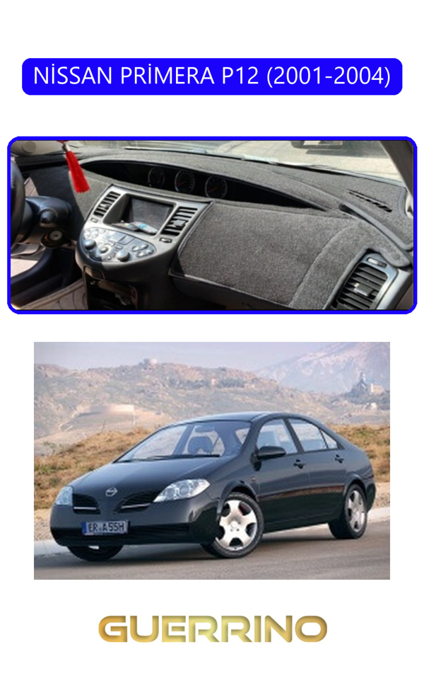Alisevashop Nissan Primera P12 2001-2004Torpido Koruma Halısı Mavi Kenar  - Image 1