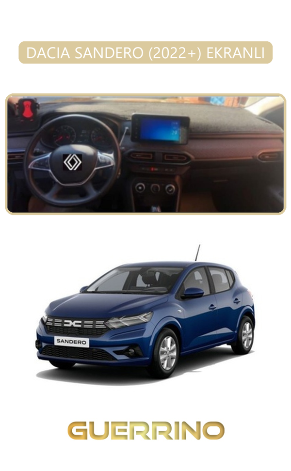 Alisevashop Dacıa Sandero 2022+ Ekranlıtorpido Koruma Halısı Bej Kenar  - Image 1