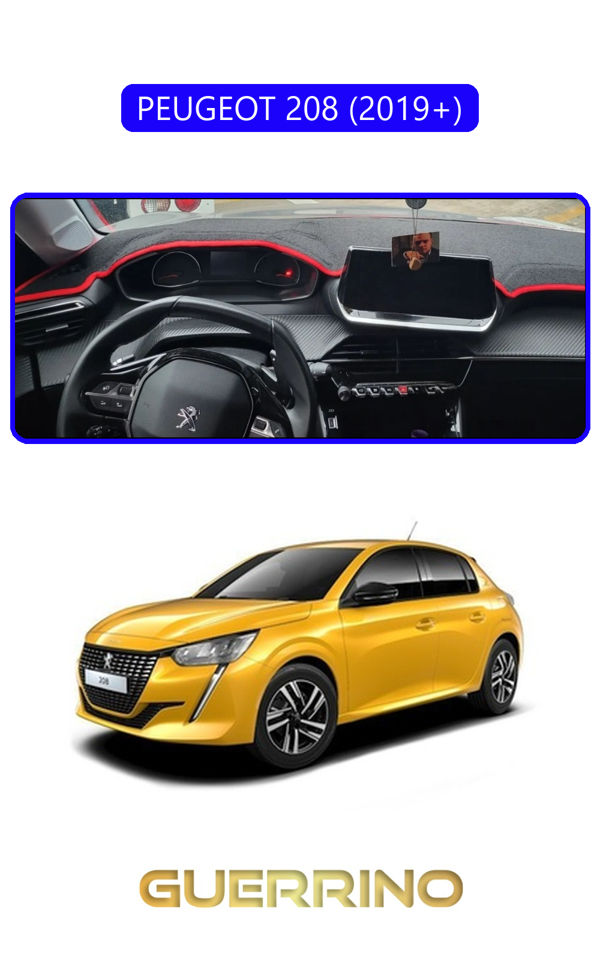 Alisevashop Peugeot 208 (2019+)Torpido Koruma Halısı Mavi Kenar  - Image 1