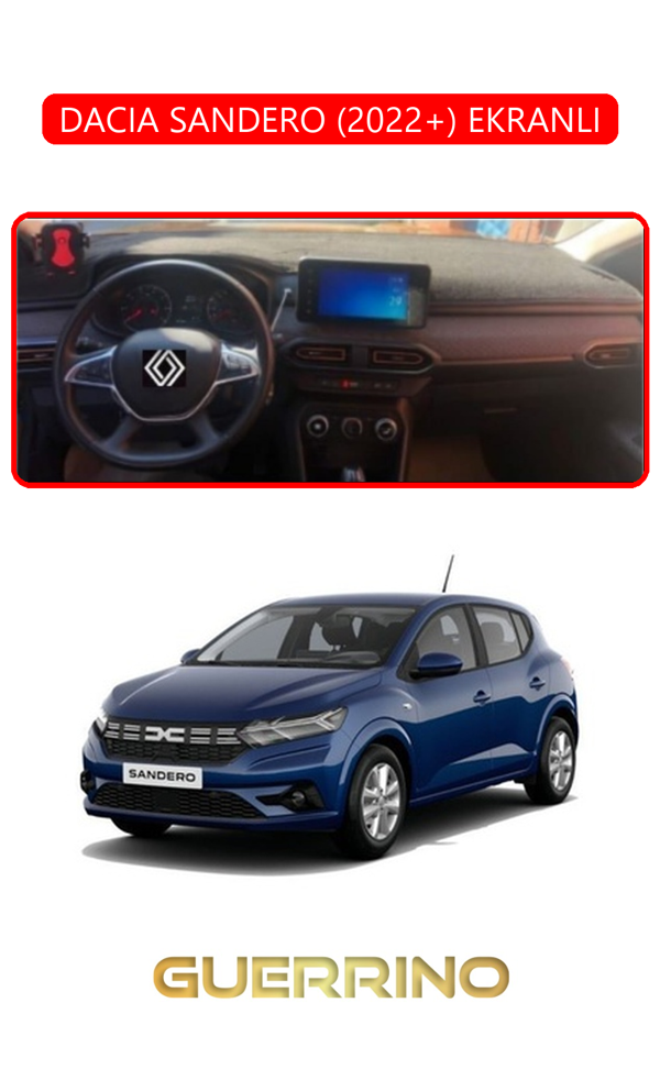 Alisevashop Dacıa Sandero 2022+ Ekranlıtorpido Koruma Halısı Kırmızı Kenar  - Image 1
