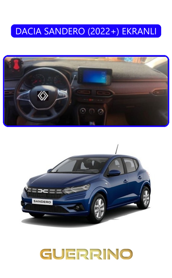 Alisevashop Dacıa Sandero 2022+ Ekranlıtorpido Koruma Halısı Mavi Kenar  - Image 1