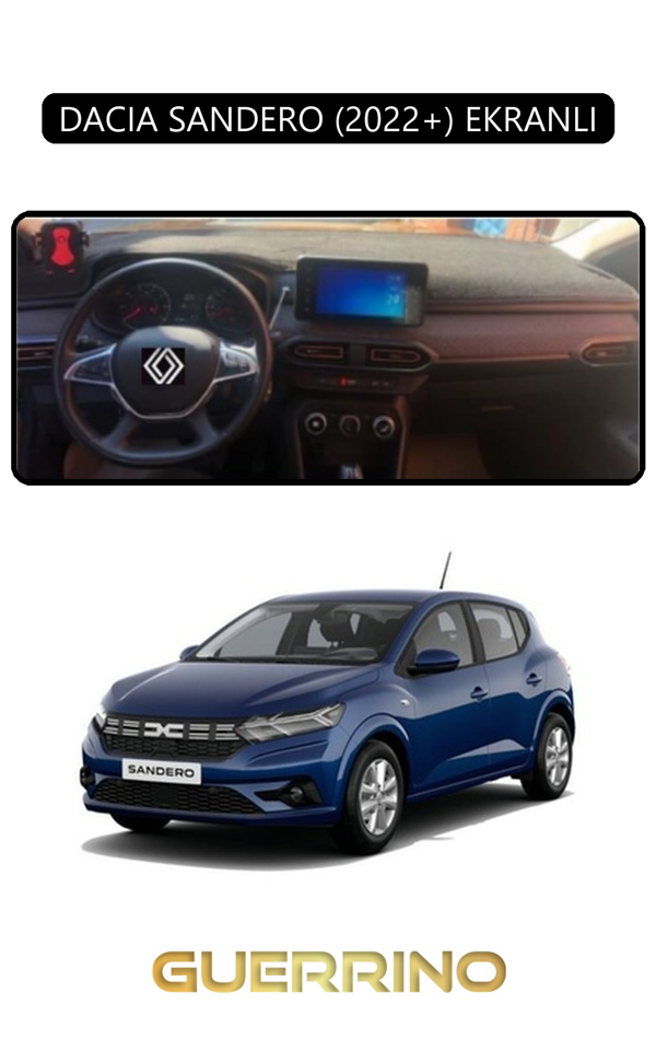 Alisevashop Dacıa Sandero 2022+ Ekranlıtorpido Koruma Halısı Siyah Kenar  - Image 1