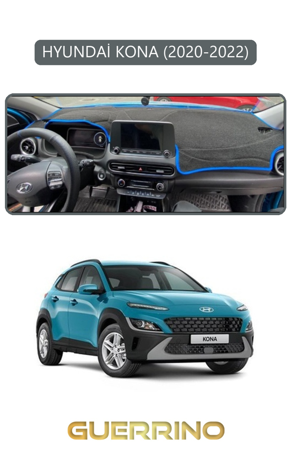 Alisevashop Hyundai Kona 2020-2022Torpido Koruma Halısı Gri Kenar  - Image 1