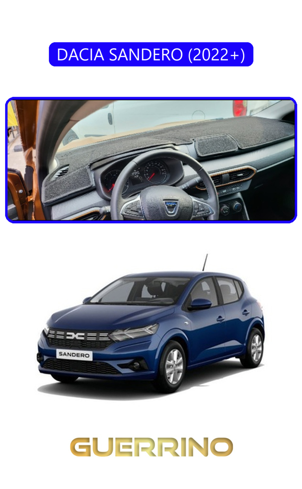 Alisevashop Dacıa Sandero 2022+ Torpido Koruma Halısı Mavi Kenar  - Image 1