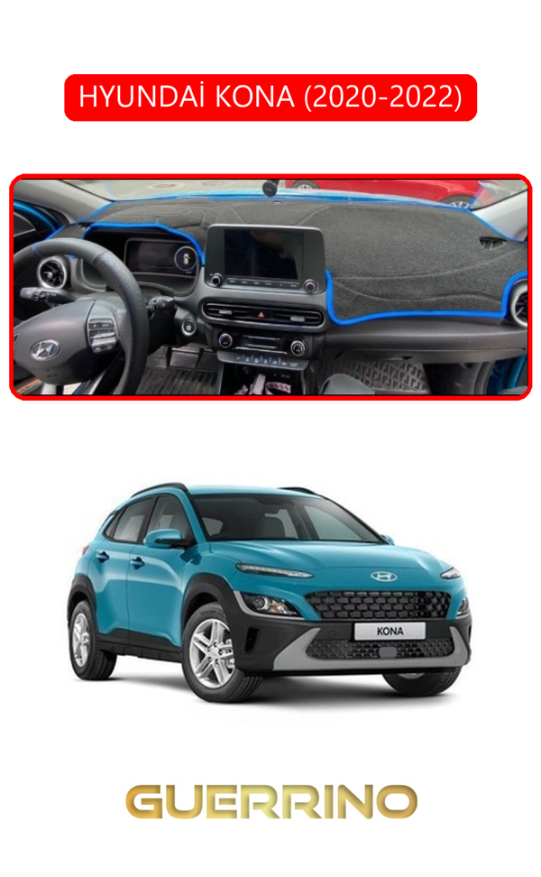 Alisevashop Hyundai Kona 2020-2022Torpido Koruma Halısı Kırmızı Kenar  - Image 1