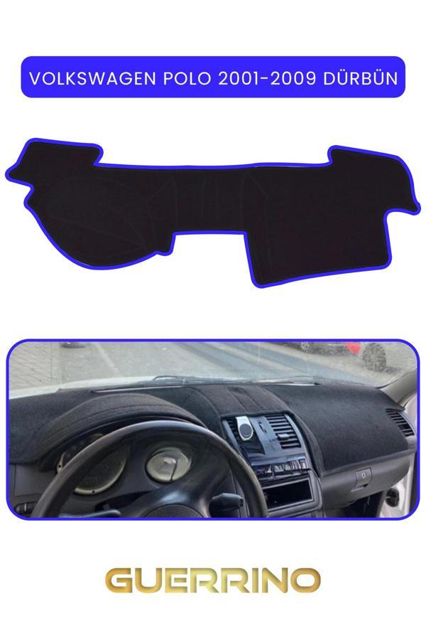 Alisevashop Volkswagen Polo (2001-2009) Dürbün  Torpido Koruma Halısı Mavi Kenar  - Image 1
