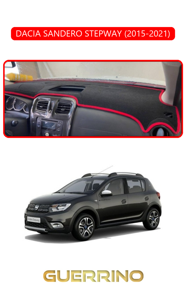 Alisevashop Dacıa Sandero Stepway 2015-2021Torpido Koruma Halısı Kırmızı Kenar  - Image 1