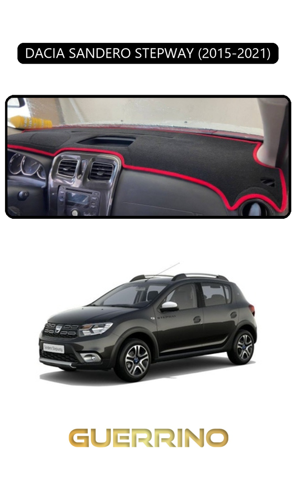 Alisevashop Dacıa Sandero Stepway 2015-2021Torpido Koruma Halısı Siyah Kenar  - Image 1