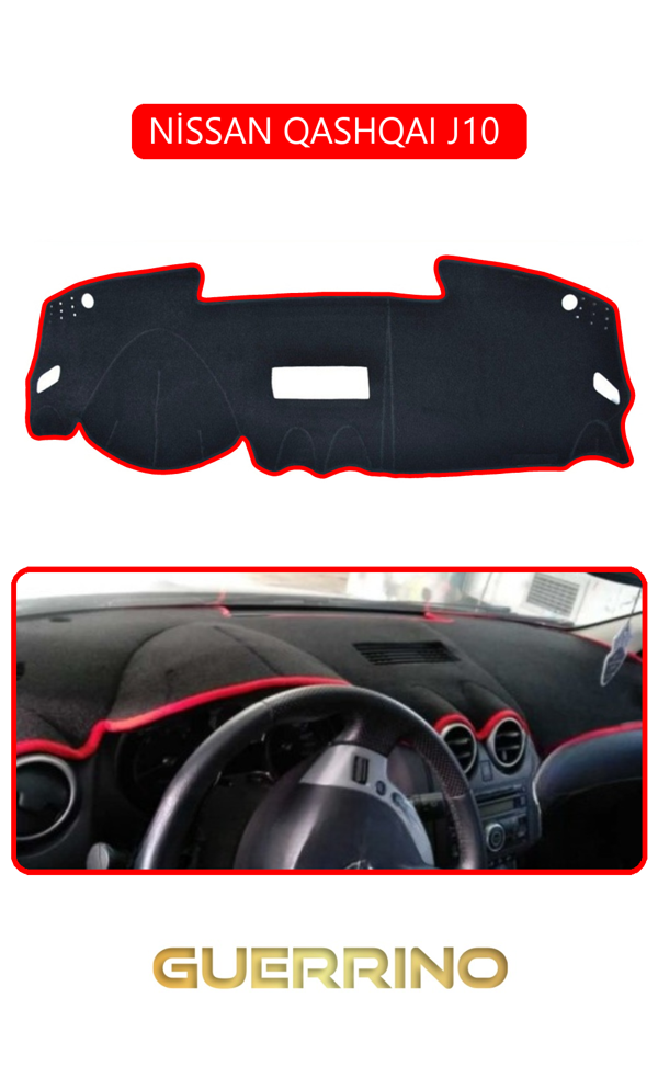 Alisevashop Nissan Qashqaı J10 Torpido Koruma Halısı Kırmızı Kenar  - Image 1