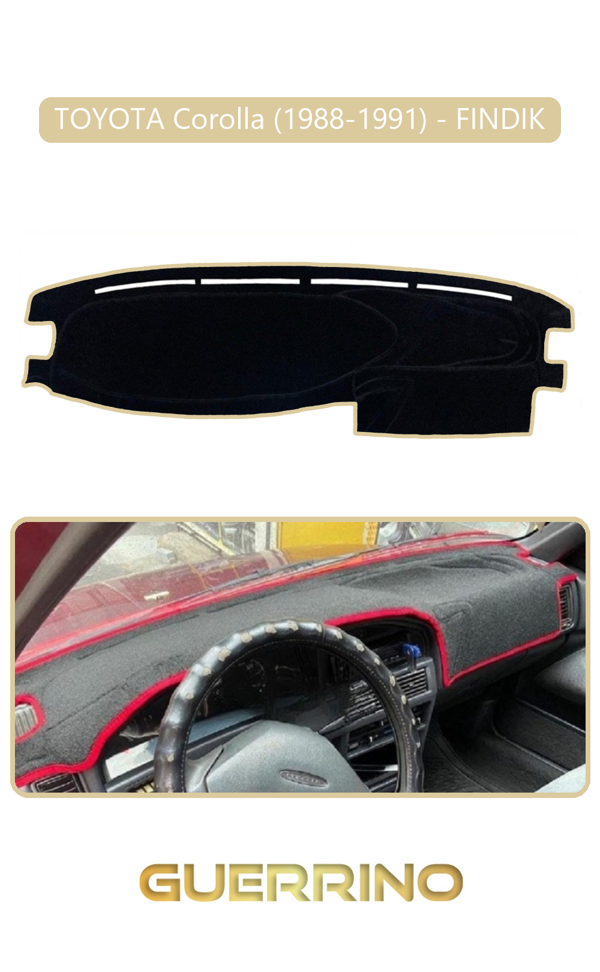 Alisevashop Toyota Corolla (1988-1991) Fındık Torpido Koruma Halısı Bej Kenar  - Image 1