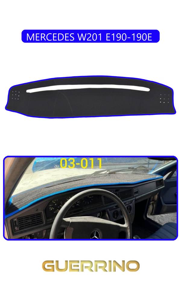 Alisevashop Mercedes W201 E190-190E Torpido Koruma Halısı Mavi Kenar  - Image 1