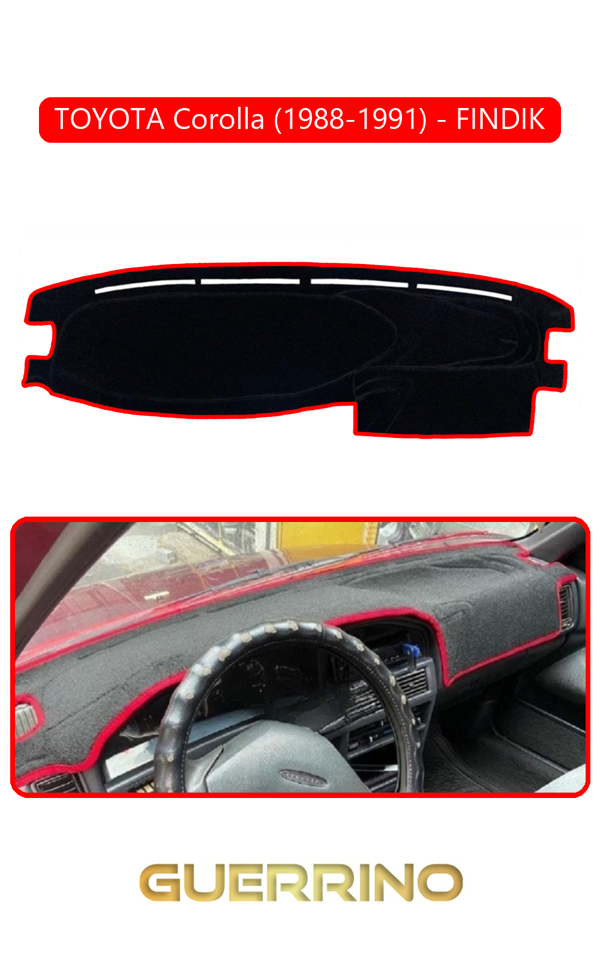 Alisevashop Toyota Corolla (1988-1991) Fındık Torpido Koruma Halısı Kırmızı Kenar  - Image 1