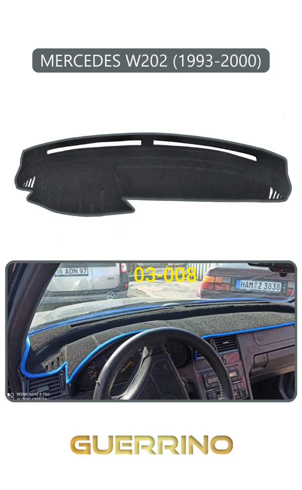 Alisevashop Mercedes W202 1993-2000Torpido Koruma Halısı Gri Kenar  - Image 1