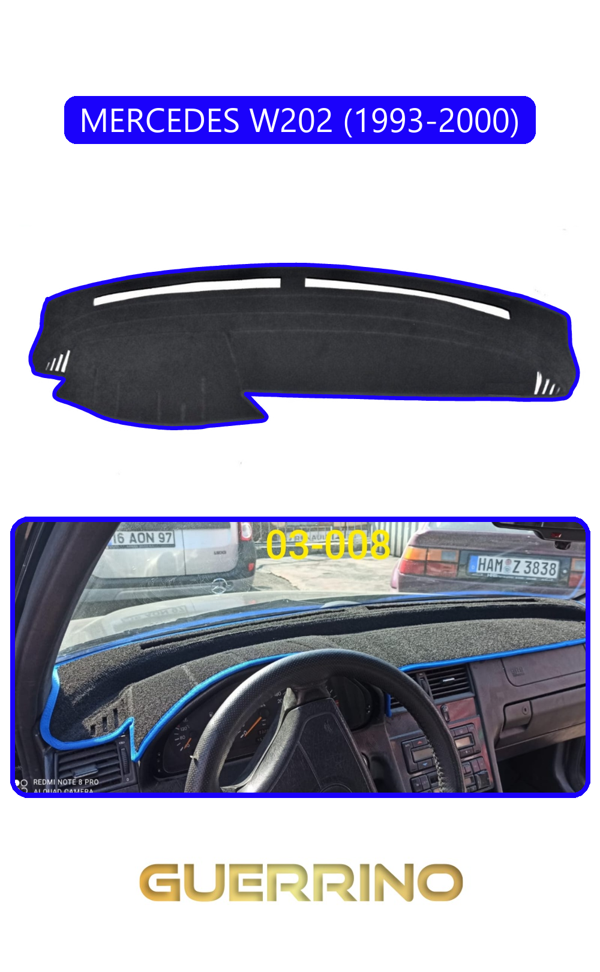 Alisevashop Mercedes W202 1993-2000Torpido Koruma Halısı Mavi Kenar  - Image 1