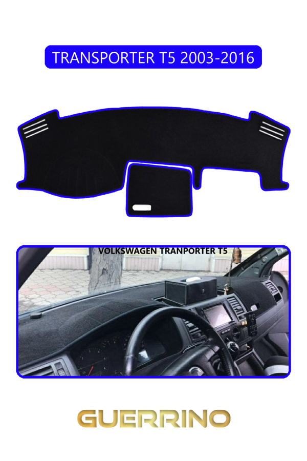 Alisevashop Volkswagen T5 (2003-2016)Torpido Koruma Halısı Mavi Kenar  - Image 1