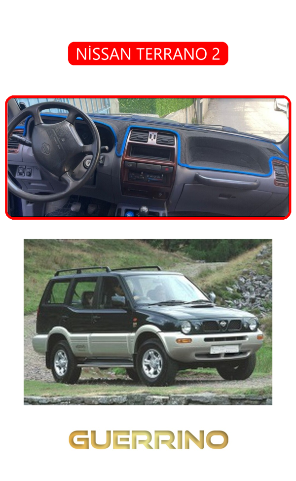 Alisevashop Nissan Terrano 2Torpido Koruma Halısı Kırmızı Kenar  - Image 1
