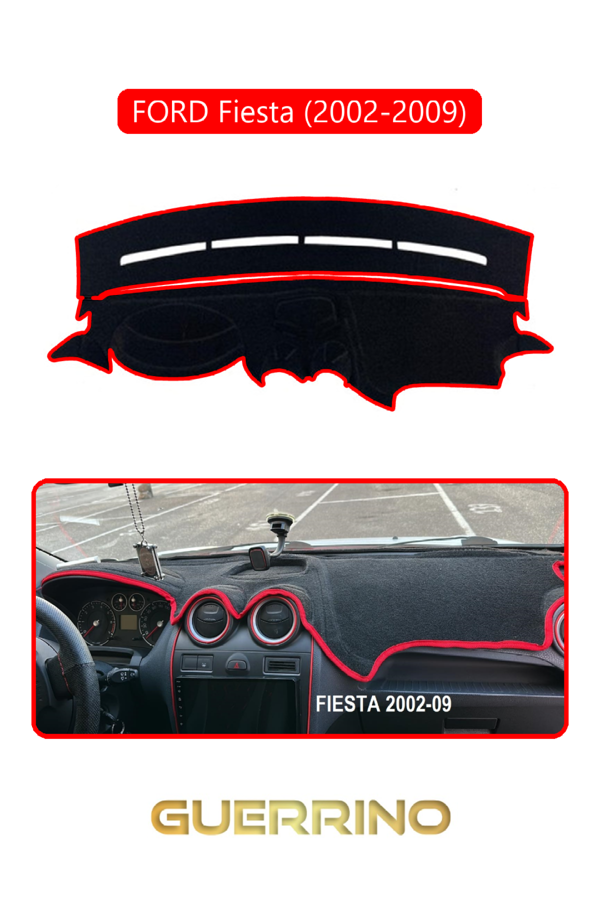 Alisevashop Ford Fiesta (2002-2009)Torpido Koruma Halısı Kırmızı Kenar  - Image 1