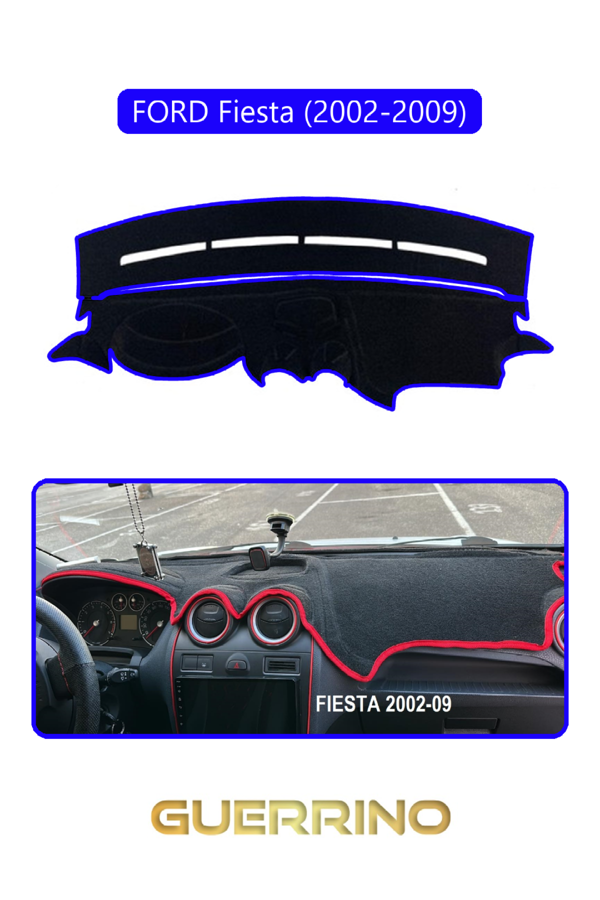 Alisevashop Ford Fiesta (2002-2009)Torpido Koruma Halısı Mavi Kenar  - Image 1