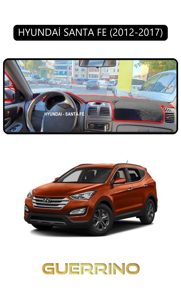 Alisevashop Hyundai Santa Fe 2012-2017Torpido Koruma Halısı Siyah Kenar  - Image 1
