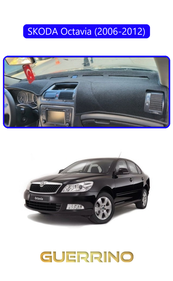 Alisevashop Skoda Octavia (2009-2012)Torpido Koruma Halısı Mavi Kenar  - Image 1
