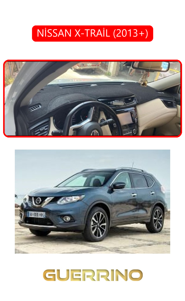 Alisevashop Nissan X-Trail 2013+Torpido Koruma Halısı Kırmızı Kenar  - Image 1