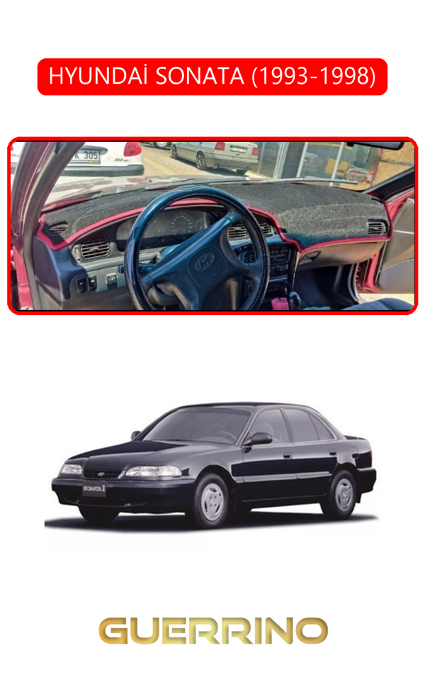 Alisevashop Hyundai Sonata 1993-1998Torpido Koruma Halısı Kırmızı Kenar  - Image 1