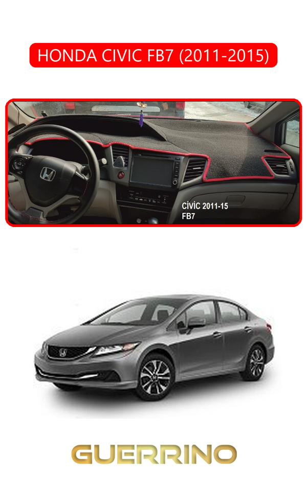 Alisevashop Honda Cıvıc Fb7 2011-2015Torpido Koruma Halısı Kırmızı Kenar  - Image 1