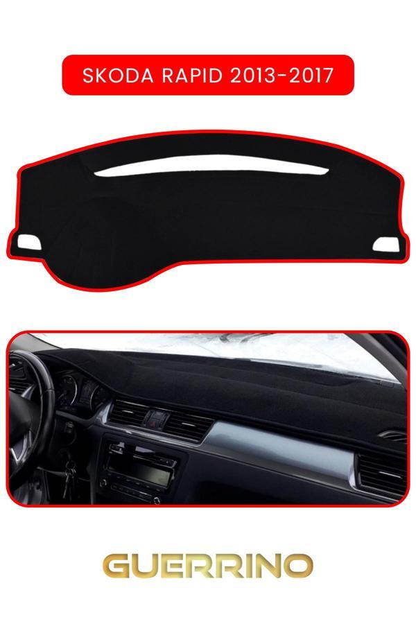 Alisevashop Skoda Rapid (2013-2017) Torpido Koruma Halısı Kırmızı Kenar  - Image 1