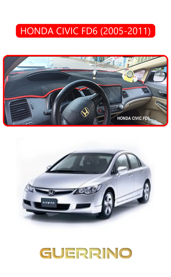 Alisevashop Honda Cıvıc Fd6 2005-2011Torpido Koruma Halısı Kırmızı Kenar  - Image 1