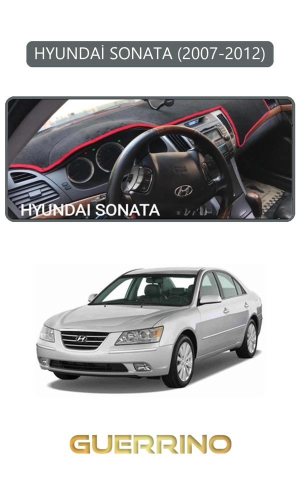 Alisevashop Hyundai Sonata 2007-2012Torpido Koruma Halısı Gri Kenar  - Image 1