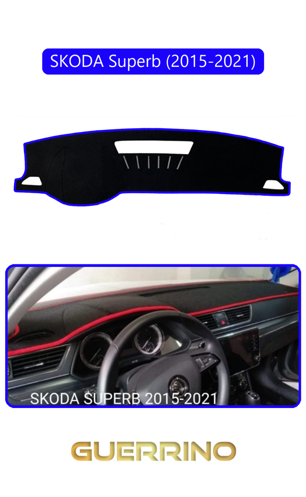 Alisevashop Skoda Superb (2015-2021)Torpido Koruma Halısı Mavi Kenar  - Image 1