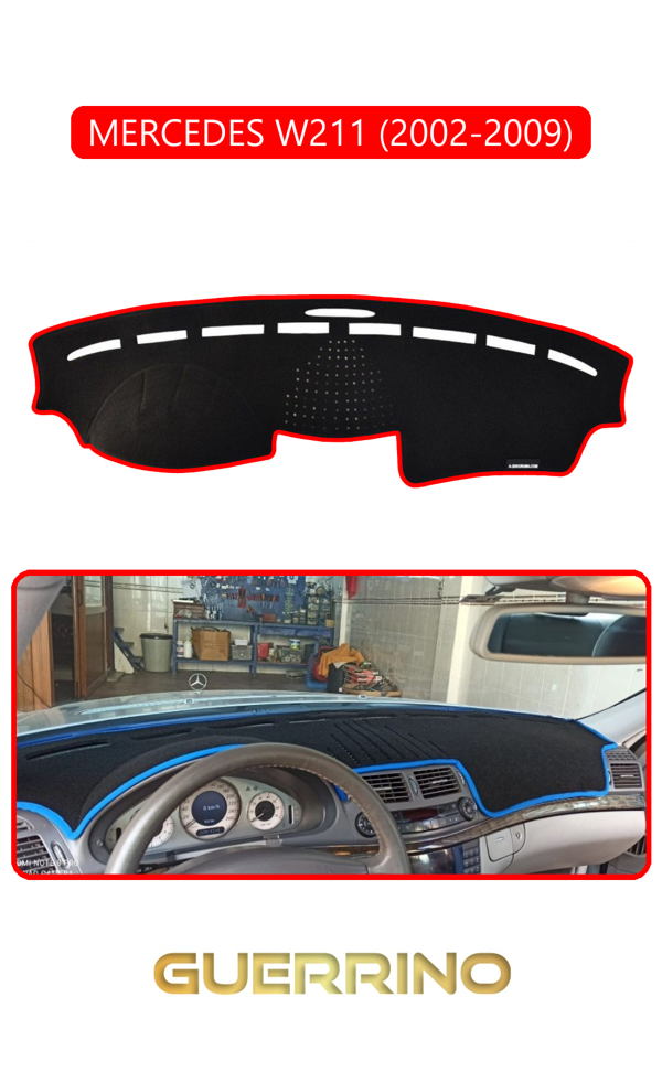 Alisevashop Mercedes W211 2002-2009Torpido Koruma Halısı Kırmızı Kenar  - Image 1