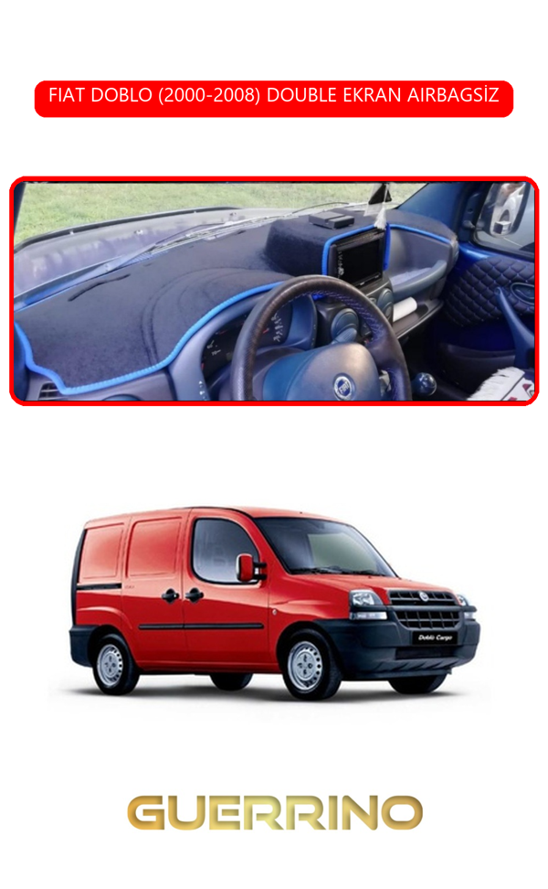 Alisevashop Fıat Doblo 2000-2008 Double Ekrantorpido Koruma Halısı Kırmızı Kenar  - Image 1