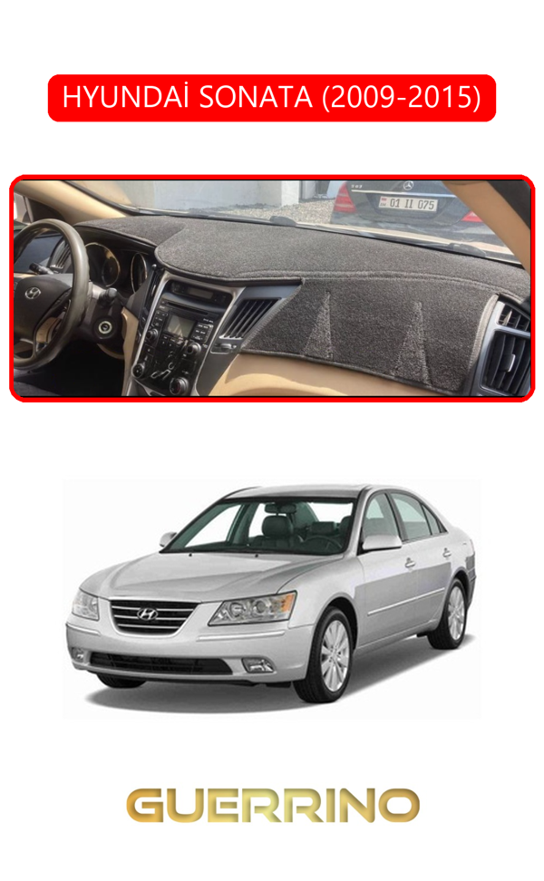 Alisevashop Hyundai Sonata 2009-2015Torpido Koruma Halısı Kırmızı Kenar  - Image 1
