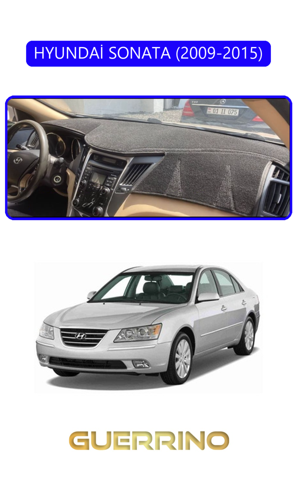 Alisevashop Hyundai Sonata 2009-2015Torpido Koruma Halısı Mavi Kenar  - Image 1