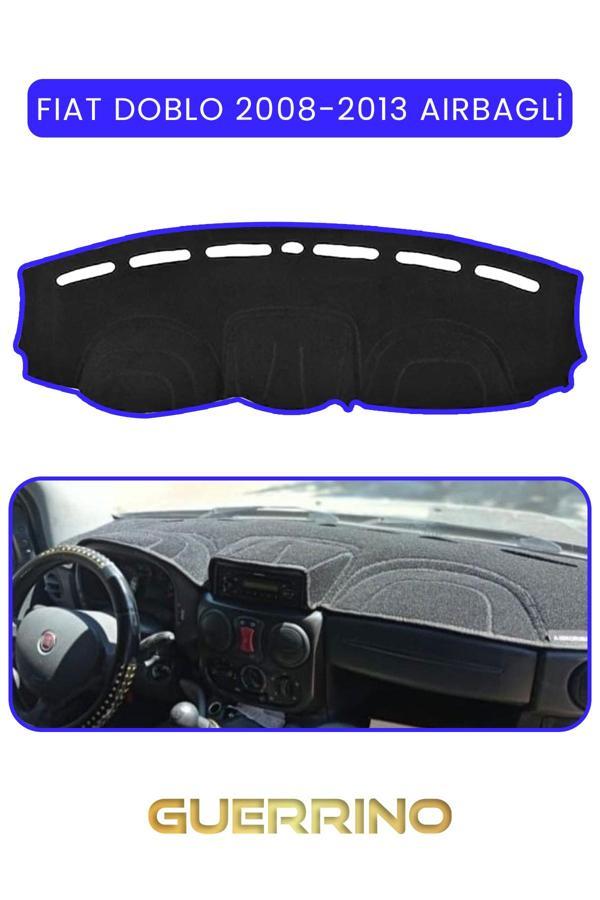 Alisevashop Fıat Doblo 2008-2013  Modellerine Uygun Airbagtorpido Koruma Halısı Mavi Kenar  - Image 1