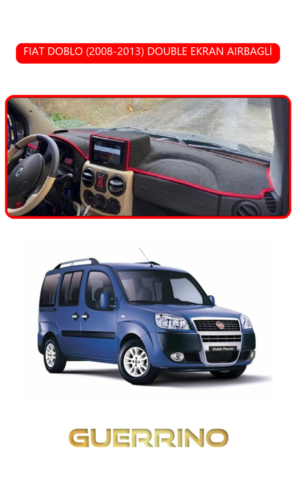 Alisevashop Fıat Doblo 2008-2013 Double Ekrantorpido Koruma Halısı Kırmızı Kenar  - Image 1