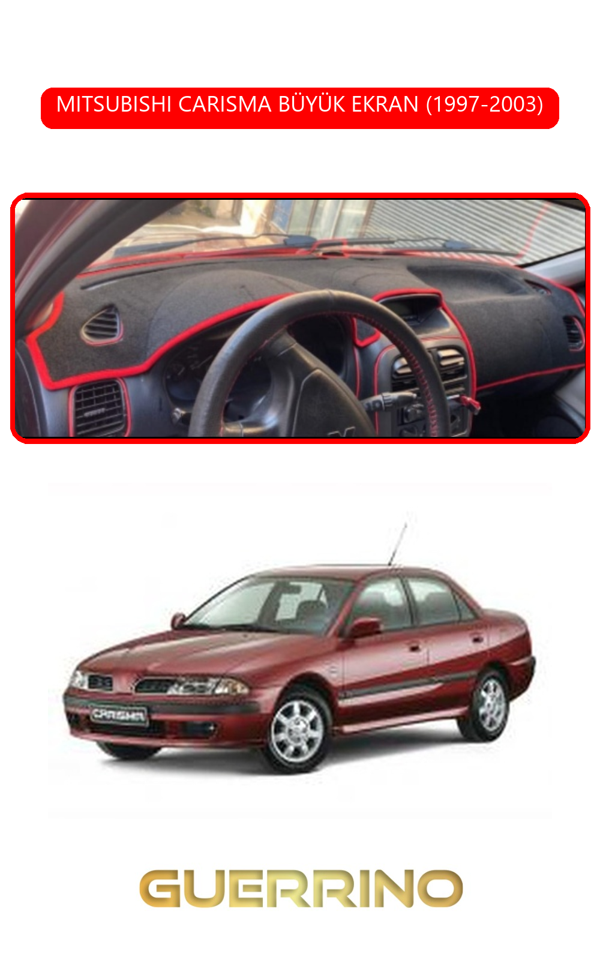 Alisevashop Mıtsubıshı Carısma Büyük Ekran 1997-2003Torpido Koruma Halısı Kırmızı Kenar  - Image 1