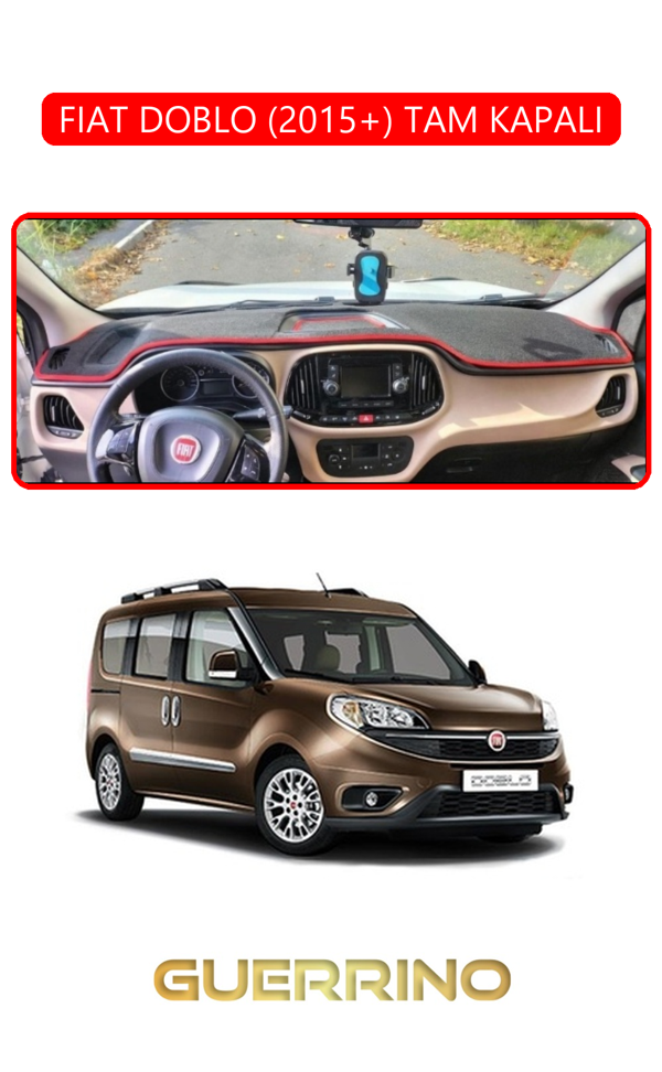 Alisevashop Fıat Doblo 2015+ Tam Kapalıtorpido Koruma Halısı Kırmızı Kenar  - Image 1