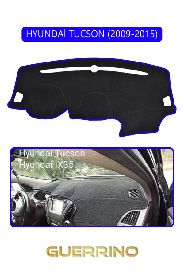 Alisevashop Hyundai Tucson 2009-2015Torpido Koruma Halısı Mavi Kenar  - Image 1