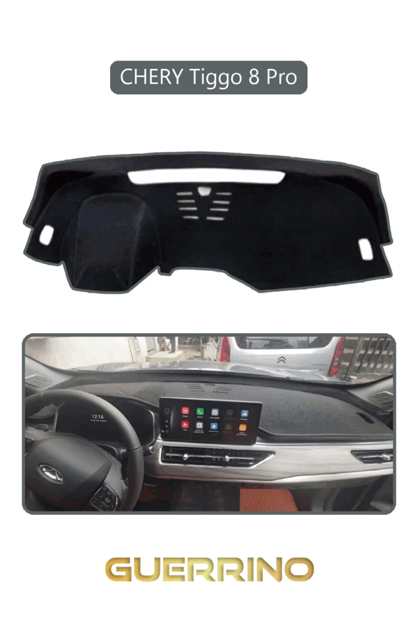 Alisevashop Chery Tiggo 8 Pro Torpido Koruma Halısı Gri Kenar  - Image 1