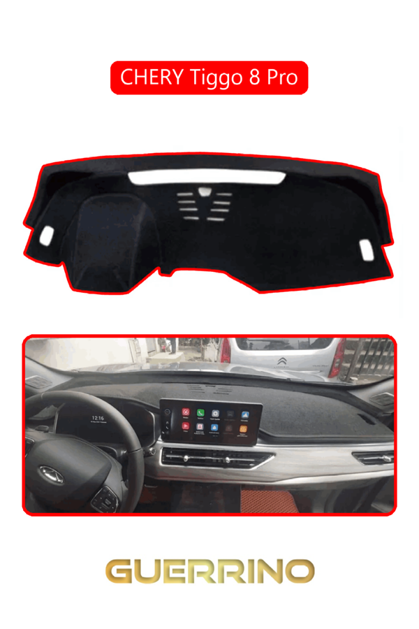 Alisevashop Chery Tiggo 8 Pro Torpido Koruma Halısı Kırmızı Kenar  - Image 1