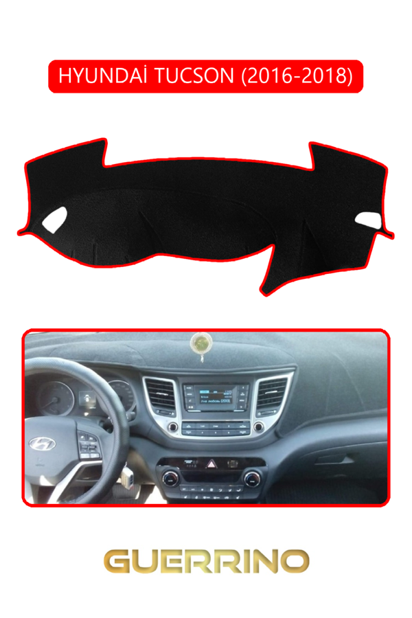 Alisevashop Hyundai Tucson 2016-2018Torpido Koruma Halısı Kırmızı Kenar  - Image 1