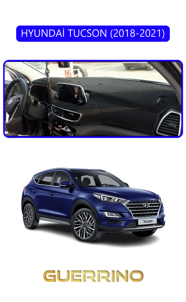Alisevashop Hyundai Tucson 2018-2021Torpido Koruma Halısı Mavi Kenar  - Image 1
