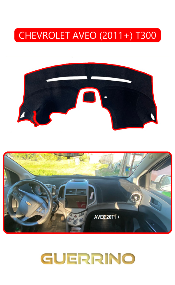 Alisevashop Chevrolet Aveo 2011+ T300Torpido Koruma Halısı Kırmızı Kenar  - Image 1