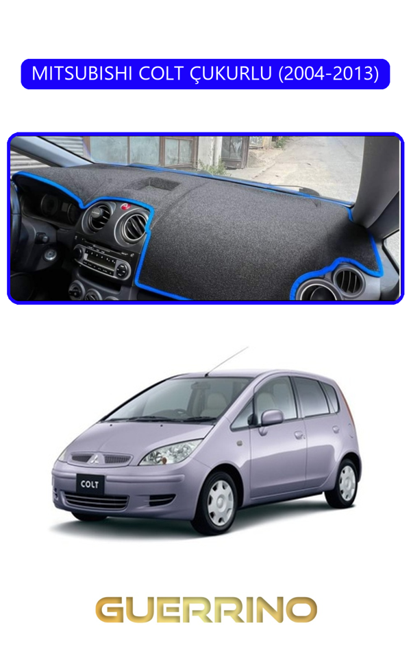 Alisevashop Mıtsubıshı Colt Çukurlu 2004-2013Torpido Koruma Halısı Mavi Kenar  - Image 1
