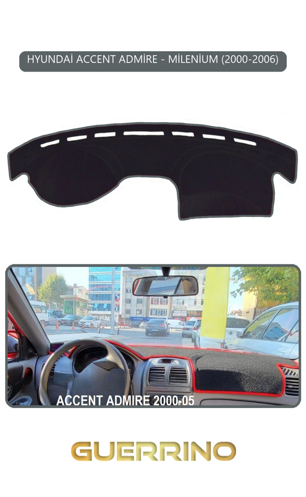 Alisevashop Hyundai Accent Admire/Milenium 2000-2006Torpido Koruma Halısı Gri Kenar  - Image 1