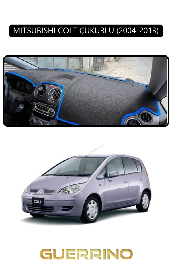 Alisevashop Mıtsubıshı Colt Çukurlu 2004-2013Torpido Koruma Halısı Siyah Kenar  - Image 1